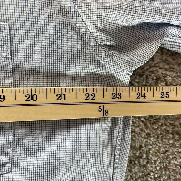 J. Crew Dress Shirt Mens 15.5-36 White Blue Check Pattern Pocket Front Preppy - Picture 7 of 10